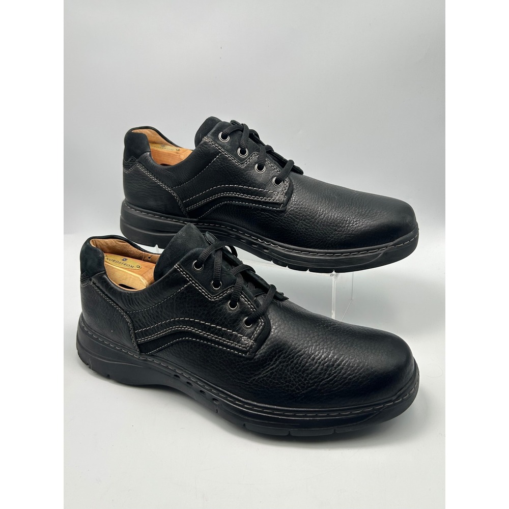 Clarks Un.Bent Oxford Mens 13 Black Leather Lace Up Comfort Gorpcore Workwear